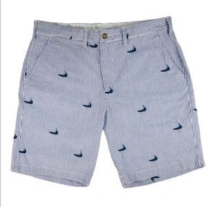 Never Worn Men’s Piping Prints Seersucker Nantucket Island Embroidered Shorts
